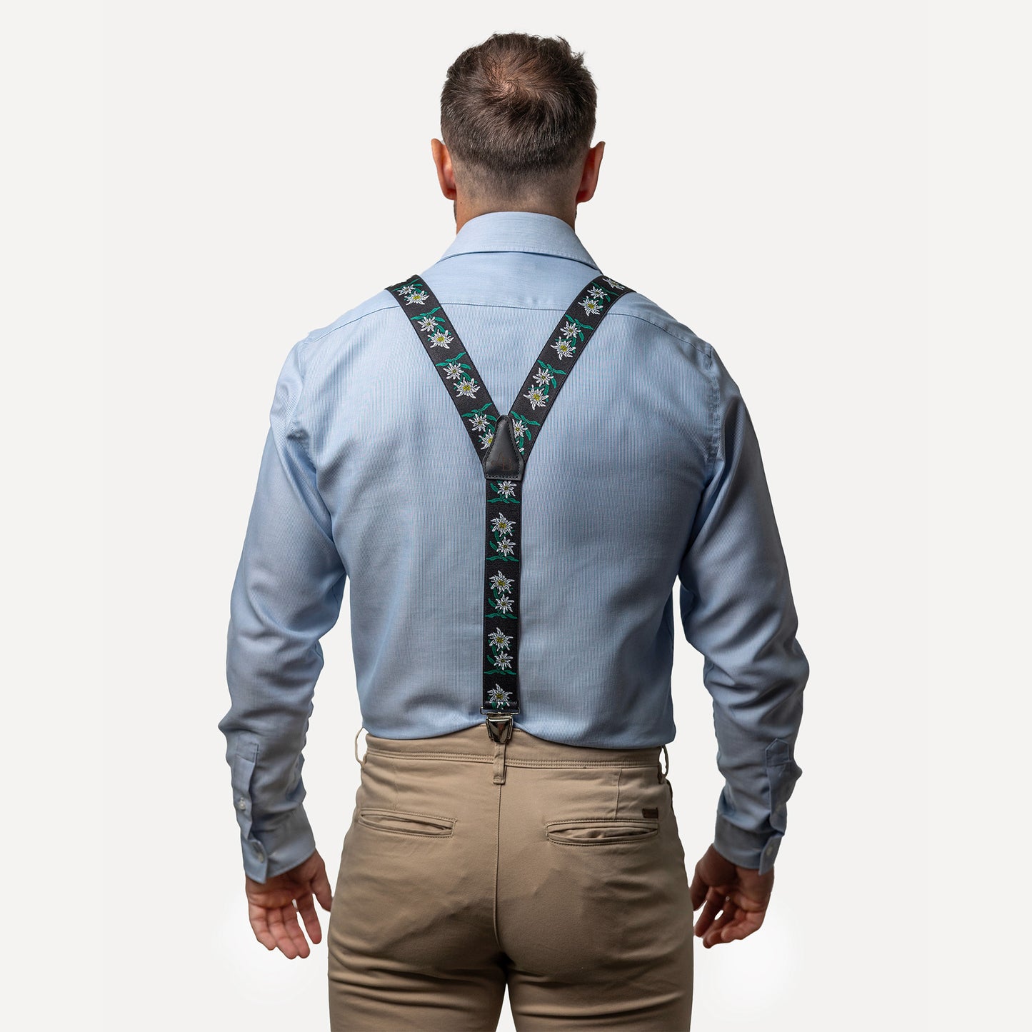 homme dos chemise bleu Bretelle fantaisie bleu obscure fleur