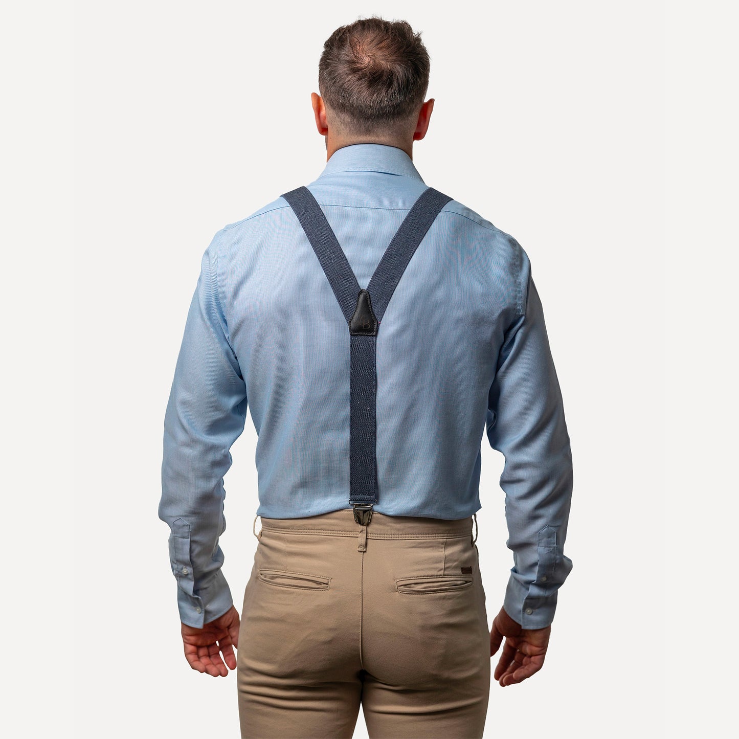 homme dos chemise bleue Bretelle Rdenim bleu jean Romain