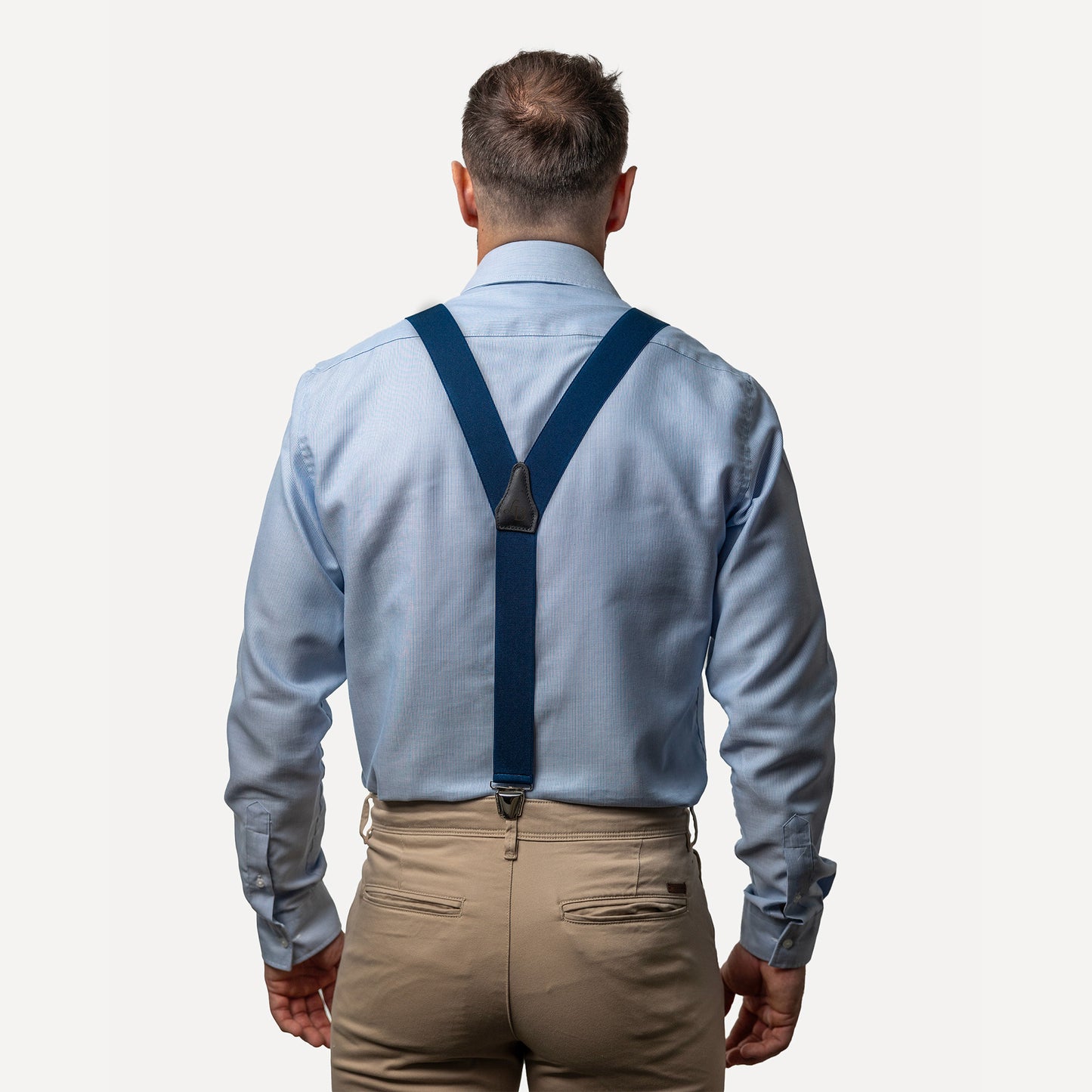 homme dos chemise bleue Bretelle Unie Bleu Marine Charles