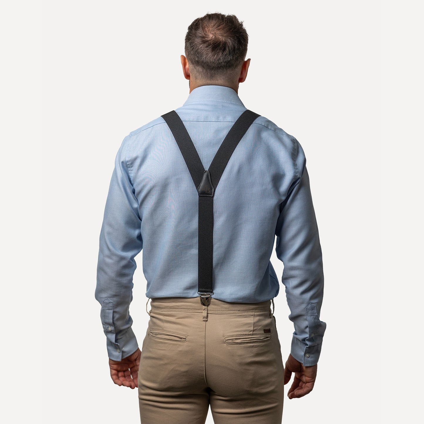 homme dos chemise bleue Bretelle Unie Noir