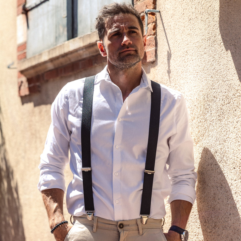 homme exterieur chemise blanc Bretelle Unie Noir Jules