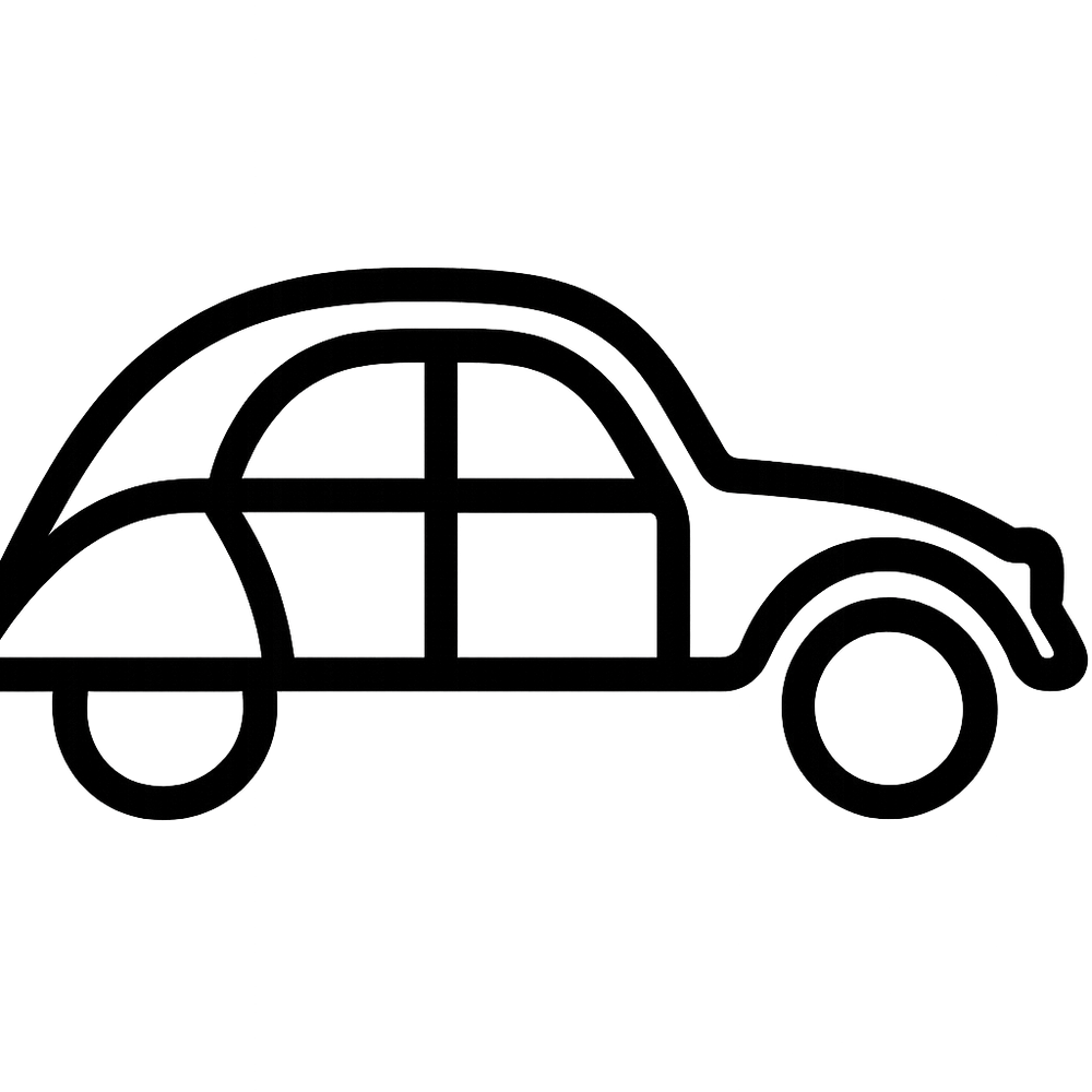 Icône 2CV Simple Lignes Épaisses Sans Fond - Version Encore Plus Petite