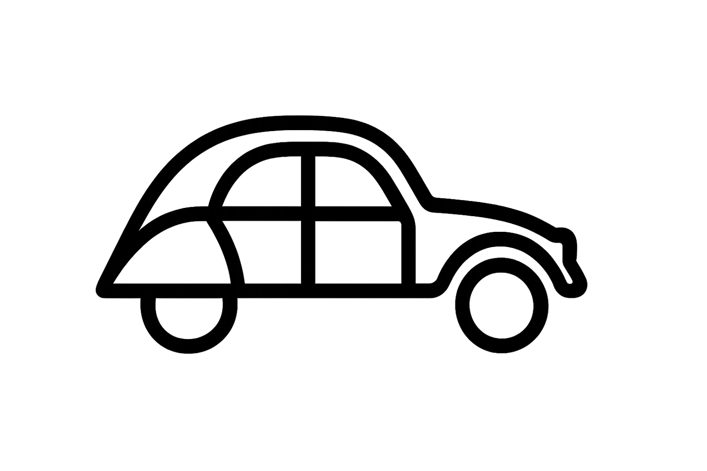 Icône 2CV Simple Lignes Épaisses Sans Fond - Version Encore Plus Petite